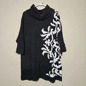 Lane Bryant Tunic Sweater Women's Size 18/20 Cowl Neck Half Sleeve Black White